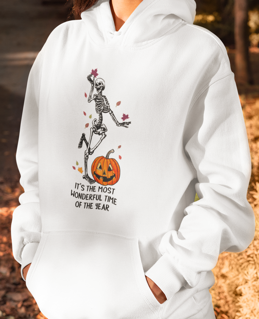 It's the Most Wonderful Time of the Year Hoodie | Gift For Halloween | Skeleton Fall Halloween | Pullover Hoodie