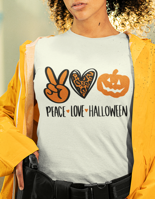 Peace Love Halloween Short Sleeve T-Shirt | Gift for Halloween