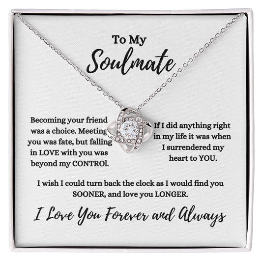 To My Soulmate | I Love You Forever and Always | Love Knot Necklace